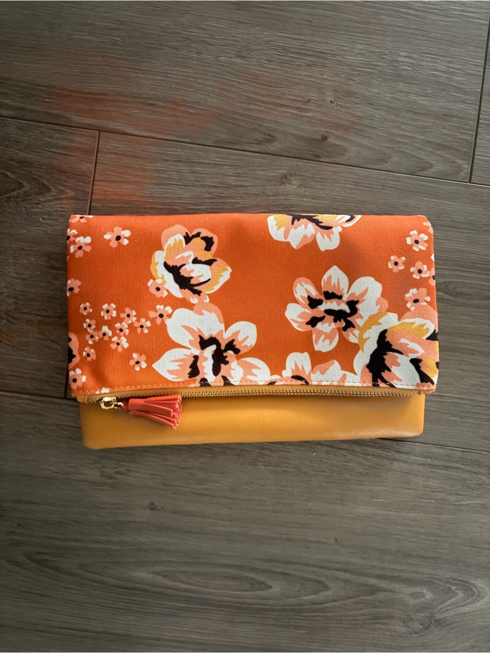 Rachel Pally Orange Floral Foldover Clutch